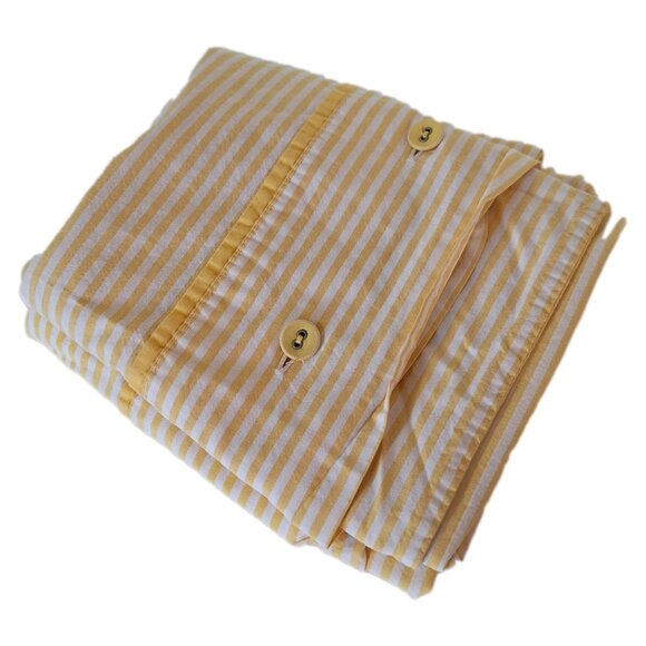 IKEA Pillowcases-Yellow Stripes on White-Button Closure - 100% Cotton- 19" x 30" - Picture 1 of 5